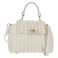 【原宿店限定】サルヴァトーレフェラガモ Salvatore Ferragamo ハンドバッグ ガンチーニ ラタン 2way ホワイト ゴールド レディース 150815AV