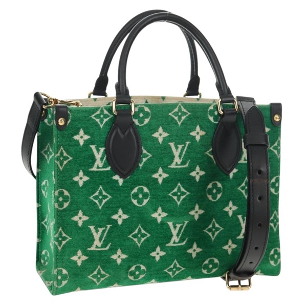 【原宿店限定】ルイ・ヴィトン LOUIS VUITTON オンザゴーPM ハンドバッグ モノグラムジャカードベルベット グリーン M46216 レディース 148041SM