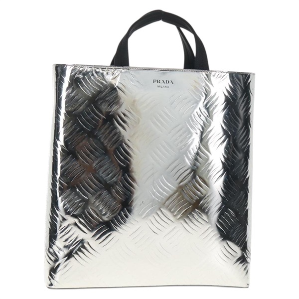 【原宿店限定】プラダ PRADA ハンドバッグ メタリックレザー シルバー レディース 152470M