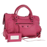 【原宿店限定】バレンシアガ BALENCIAGA シティ ハンドバッグ レザー 2way ピンク シルバー 115748 レディース am9705V