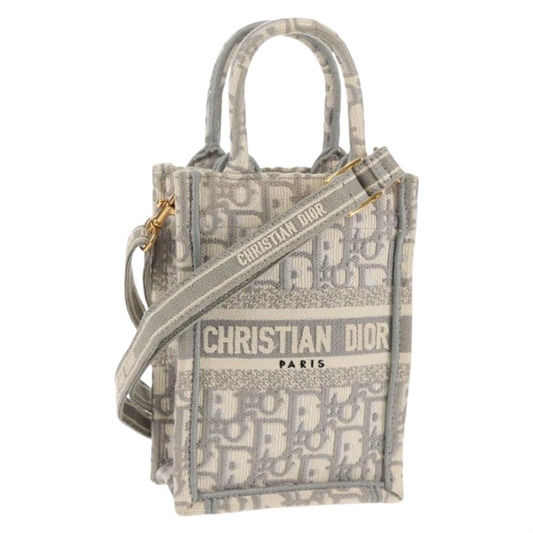 【原宿店限定】クリスチャンディオール Christian Dior ショルダーバッグ オブリーク ブックトート キャンバス グレー ゴールド レディース 129785M