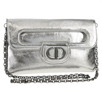 【原宿店限定】クリスチャンディオール Christian Dior ディオールダブル ショルダーバッグ チェーン レザー シルバー レディース 147973M