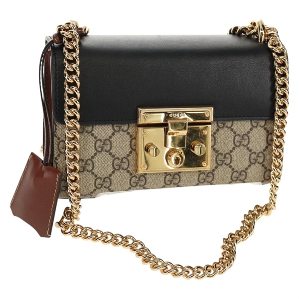 【原宿店限定】グッチ GUCCI ショルダーバッグ GGスプリーム チェーン PVC ベージュ ゴールド 409487 レディース 148528M