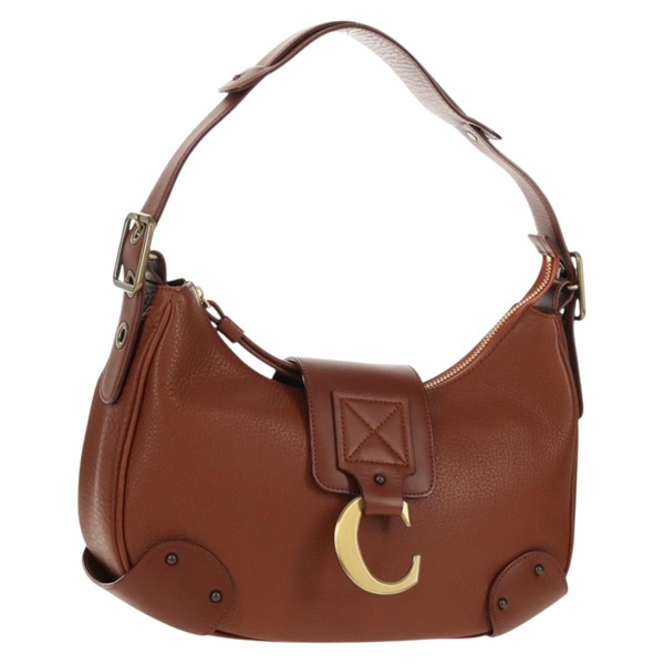 【原宿店限定】クロエ Chloe ショルダーバッグ レザー ブラウン ゴールド レディース am9426V