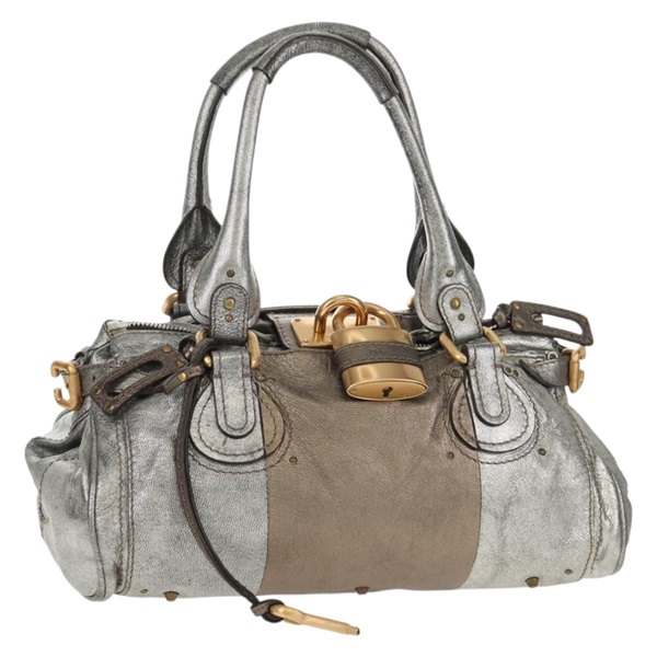 【原宿店限定】クロエ Chloe パディントン ショルダーバッグ レザー シルバー レディース am9438V