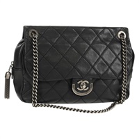 【原宿店限定】シャネル CHANEL ショルダーバッグ チェーン マトラッセ レザー ブラック シルバー レディース BA7297V