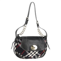 【原宿店限定】バーバリー BURBERRY ショルダーバッグ ブルーレーベル ノバチェック キャンバス ブラック シルバー レディース 149575V