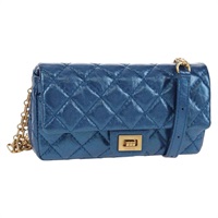 【原宿店限定】シャネル CHANEL ショルダーバッグ 2.55 マトラッセ チェーン カーフスキン ブルー ゴールド レディース 149291M