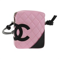 【原宿店限定】シャネル CHANEL ショルダーバッグ カンボンライン レザー ピンク ブラック レディース bs30393V