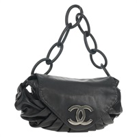 【原宿店限定】シャネル CHANEL ショルダーバッグ ラムスキン ブラック シルバー レディース 134347AV
