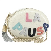 【原宿店限定】シャネル CHANEL ショルダーバッグ Vステッチ チェーン レザー ホワイト ゴールド レディース 144830AV