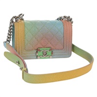 【原宿店限定】シャネル CHANEL ショルダーバッグ チェーン ボーイシャネル キャビアスキン シルバー レディース 147968SM