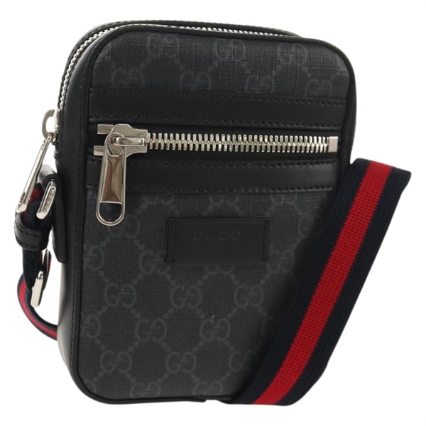 【原宿店限定】グッチ GUCCI ショルダーバッグ GGスプリーム シェリーライン PVC ブラック シルバー 598103 レディース am9634M