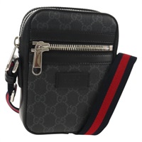 【原宿店限定】グッチ GUCCI ショルダーバッグ GGスプリーム シェリーライン PVC ブラック シルバー 598103 レディース am9634M