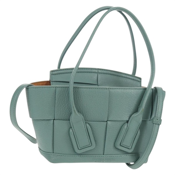 【原宿店限定】ボッテガヴェネタ BOTTEGAVENETA ミニ アルコ ショルダーバッグ マキシイントレチャート レザー 2way グリーン レディース mr1536V