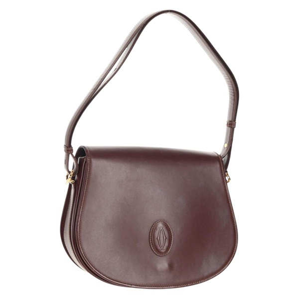 【原宿店限定】カルティエ CARTIER ショルダーバッグ マストライン レザー ボルドー ゴールド レディース 153624V