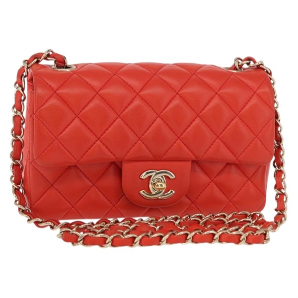 【原宿店限定】シャネル CHANEL ショルダーバッグ マトラッセ チェーン ラムスキン オレンジ ゴールド レディース 142986SAM