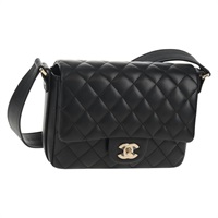 【原宿店限定】シャネル CHANEL ショルダーバッグ ラムスキン ブラック ゴールド レディース 148655SM