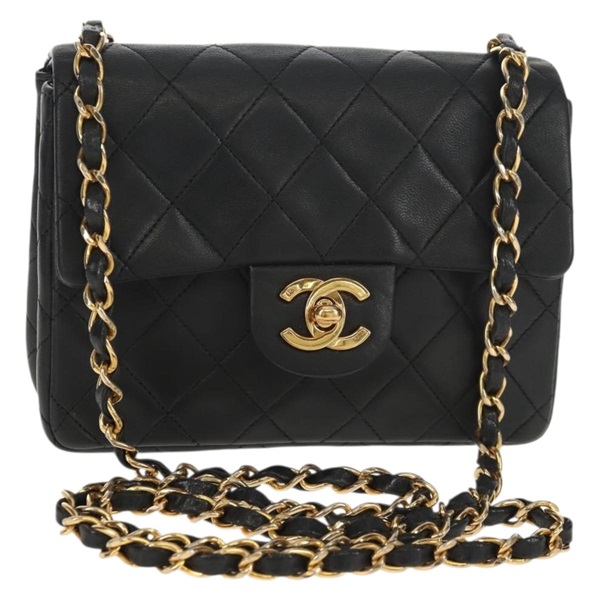 【原宿店限定】シャネル CHANEL ショルダーバッグ マトラッセ チェーン ラムスキン ブラック ゴールド レディース 152446AV