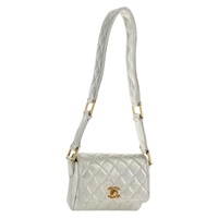 【原宿店限定】シャネル CHANEL ショルダーバッグ マトラッセ レザー シルバー ゴールド レディース 152450AV