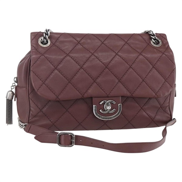 【原宿店限定】シャネル CHANEL ショルダーバッグ ワイルドステッチ チェーン カーフスキン ブラウン レディース 154049SAM