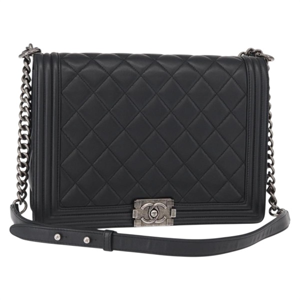 【原宿店限定】シャネル CHANEL ショルダーバッグ チェーン ボーイシャネル ラムスキン ブラック レディース 154052SAM