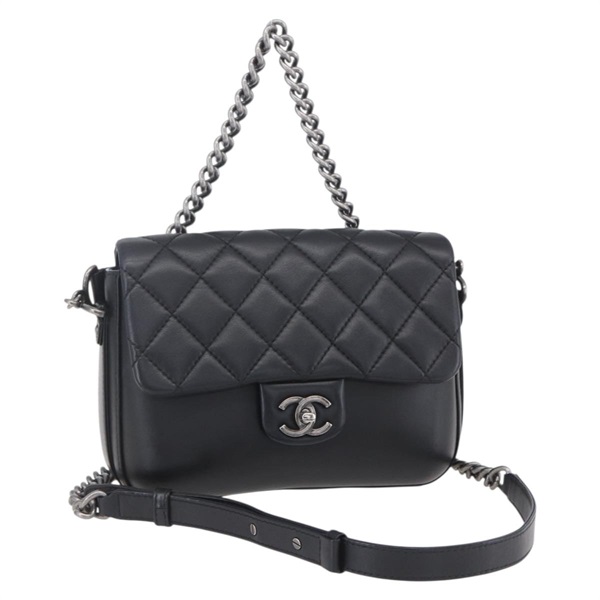 【原宿店限定】シャネル CHANEL ショルダーバッグ マトラッセ チェーン ラムスキン 2way ブラック レディース 154057SAM