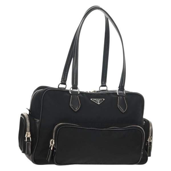 【原宿店限定】プラダ PRADA ショルダーバッグ ナイロン ブラック シルバー レディース yk19806V