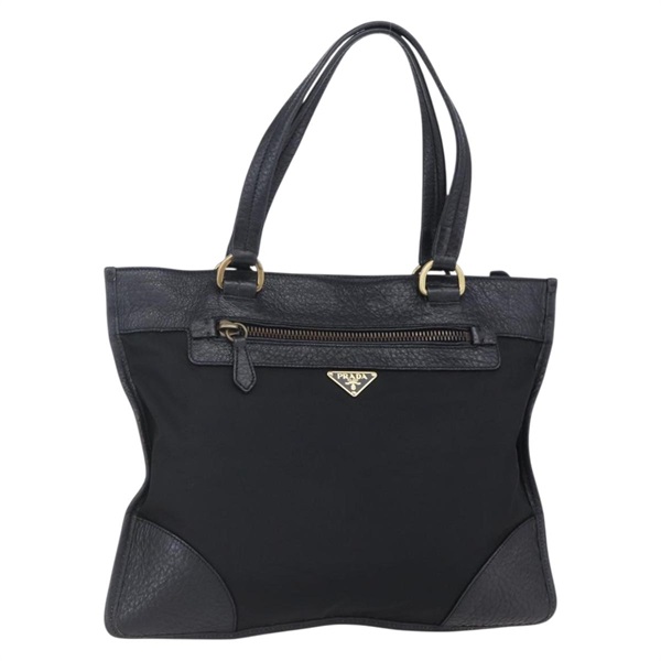 【原宿店限定】プラダ PRADA トートバッグ ナイロン レザー ブラック ゴールド レディース 148786V
