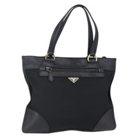 【原宿店限定】プラダ PRADA トートバッグ ナイロン レザー ブラック ゴールド レディース 148786V