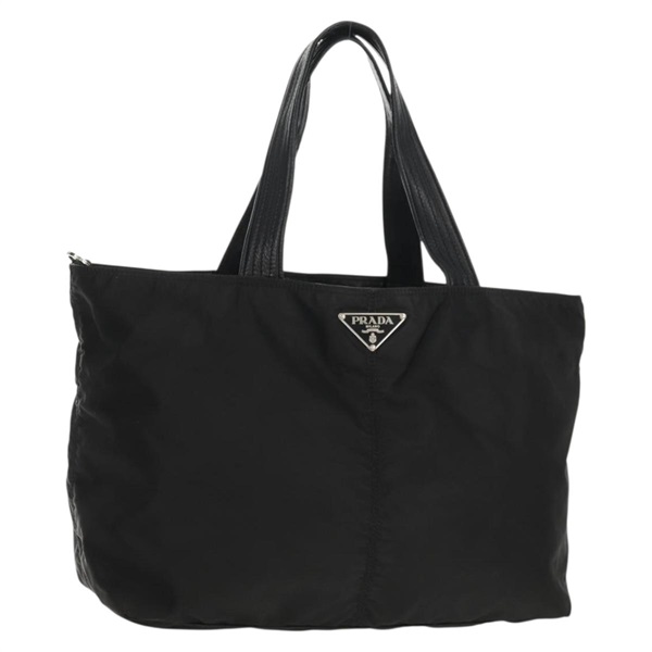 【原宿店限定】プラダ PRADA トートバッグ ナイロン ブラック シルバー レディース yk19703V