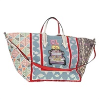 【原宿店限定】クリスチャン ルブタン Christian Louboutin トートバッグ キャンバス 2way ブルー シルバー レディース BA8017V