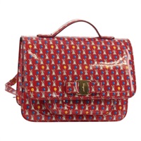 【原宿店限定】サルヴァトーレフェラガモ Salvatore Ferragamo ヴァラ バックパック ビニールコーティング 3way レッド ゴールド レディース 134344AV