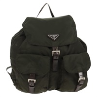 【原宿店限定】プラダ PRADA バックパック ナイロン カーキ シルバー レディース yk19728V