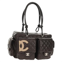 【原宿店限定】シャネル CHANEL ボストンバッグ マトラッセ カンボンライン カーフスキン ブラウン シルバー レディース 142690V