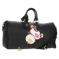 【原宿店限定】ルイ・ヴィトン LOUIS VUITTON キーポルバンドリエール45 ボストンバッグ モノグラムアンプラント 村上隆コラボ ブラック M13761 レディース 150631SM