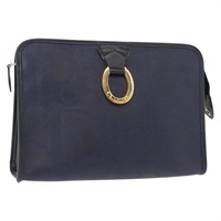【原宿店限定】クリスチャンディオール Christian Dior クラッチバッグ トロッターキャンバス PVC ネイビー ゴールド レディース BA7311V