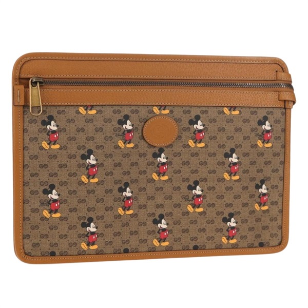 【原宿店限定】グッチ GUCCI クラッチバッグ GUCCI×Disney GGスプリーム PVC ベージュ ゴールド 602552 レディース 152362M