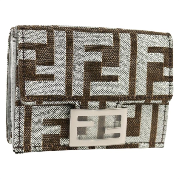 【原宿店限定】フェンディ FENDI バゲット 財布 ズッカキャンバス シルバー ブラウン レディース 148473M