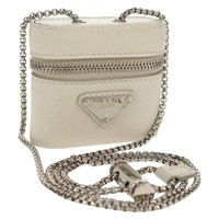 【原宿店限定】プラダ PRADA イヤホンケース AirPods Pro用ケース　チェーン ショルダー ポーチ サフィアーノレザー ホワイト 1NR009 レディース 147728M