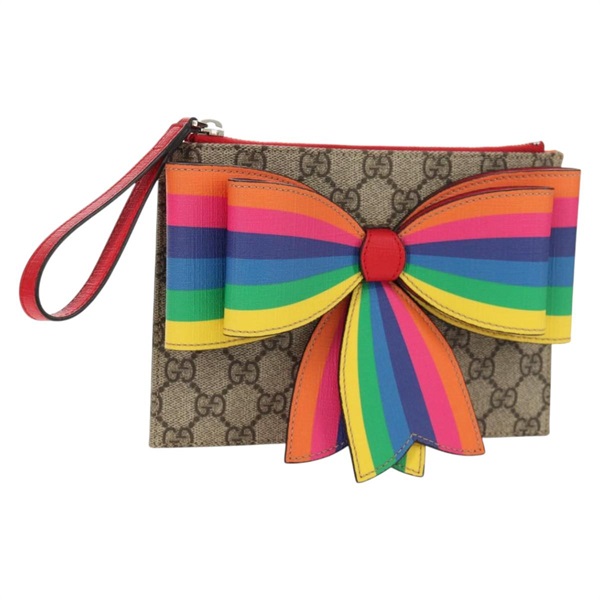 【原宿店限定】グッチ GUCCI アクセサリーポーチ GGスプリーム PVC ベージュ 457233 レディース 148206V