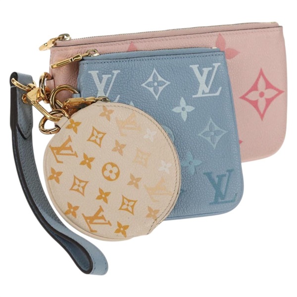【原宿店限定】ルイ・ヴィトン LOUIS VUITTON ポシェットトリオ ポーチ モノグラムアンプラント ピンク ブルー M80407 レディース 144344A