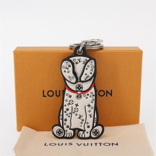 【原宿店限定】LOUIS VUITTON Porte Cles LV Dalmatia Key Holder Rubber White M00746 Auth 152672M