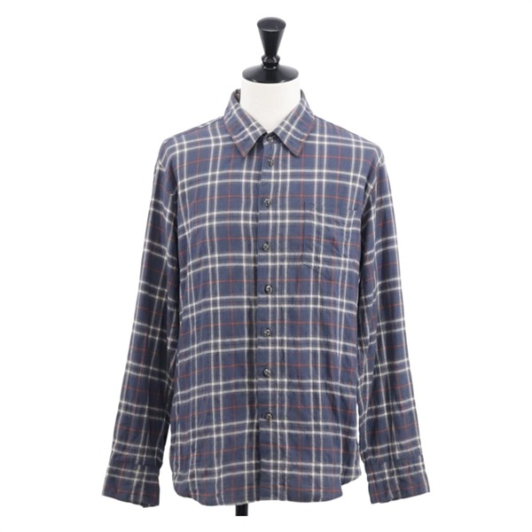 【原宿店限定】クロムハーツ Chrome Hearts 長袖Ｔシャツ チェックシャツ コットン ネイビー レディース 147580M