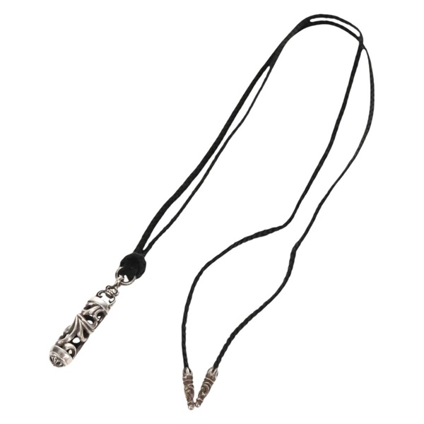 【原宿店限定】クロムハーツ Chrome Hearts ローラーペンダント スクロールレザーブレード ネックレス Ag925 シルバー レディース 141207M