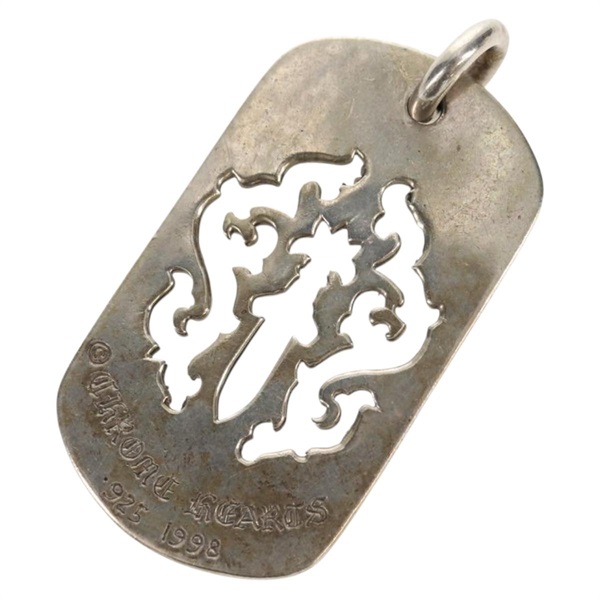 【原宿店限定】クロムハーツ Chrome Hearts カットアウトダガー ドッグタグ ネックレス ペンダントトップ Ag925 シルバー レディース 141204M