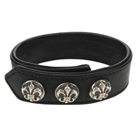 【原宿店限定】クロムハーツ Chrome Hearts ブレスレット 3ボタン 2スナップ　フレアボタン レザー ブラック レディース 150918AM