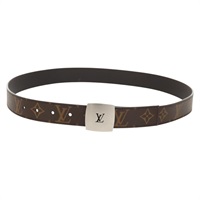 【原宿店限定】ルイ・ヴィトン LOUIS VUITTON サンチュールLVカット ベルト モノグラム 100cm シルバー M6888 レディース BA8354V