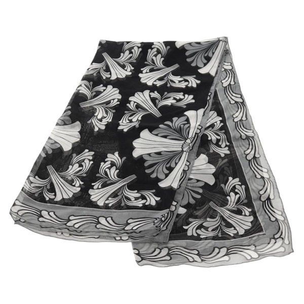 【原宿店限定】クロムハーツ Chrome Hearts スカーフ フレームドシルクスカーフ シルク ブラック レディース 140405M