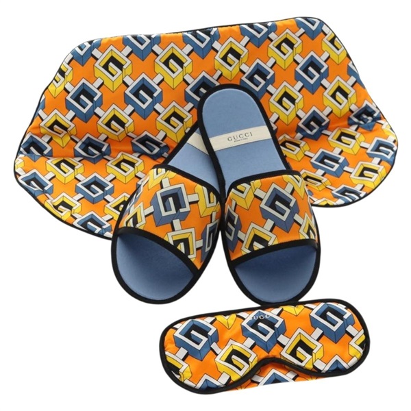 【原宿店限定】グッチ GUCCI トラベルセット トラベルケース シルク オレンジ ブルー レディース 141722M